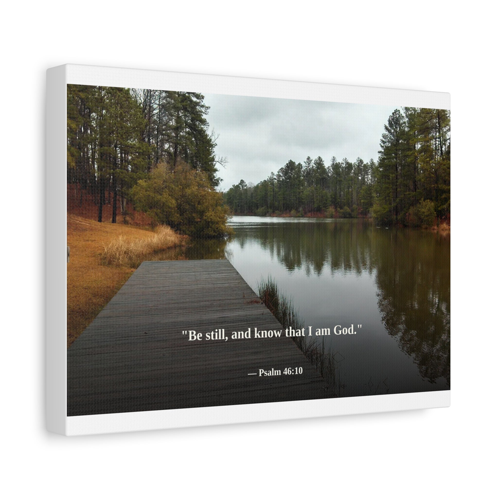 Be Still Canvas Print | Psalm 46:10 | Peaceful Dock | Christian Wall Art