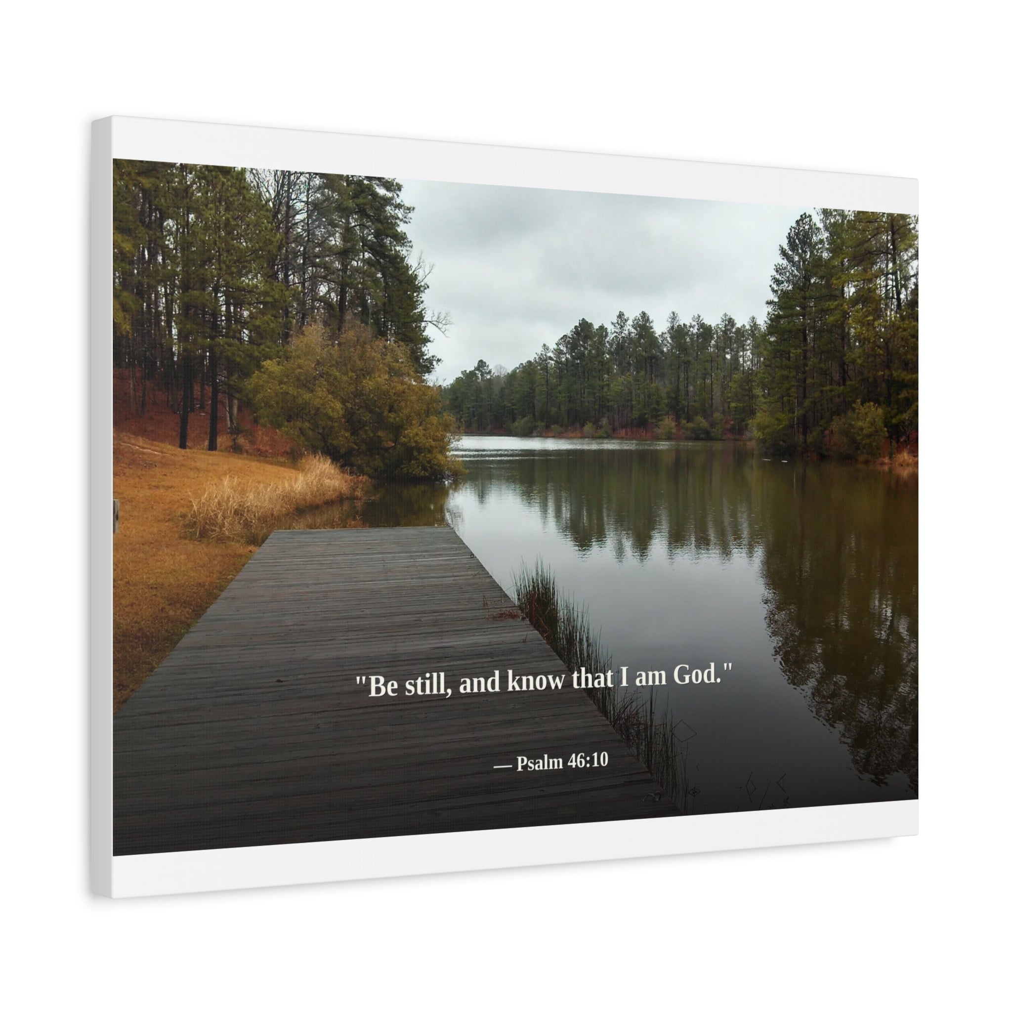 Be Still Canvas Print | Psalm 46:10 | Peaceful Dock | Christian Wall Art