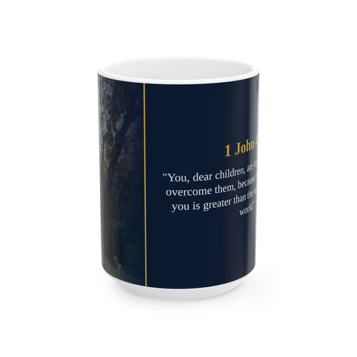 1 John 4:4 Christian Mug | Greater Is He | Scripture Coffee Mug | Overcoming Faith Gift