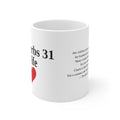 Proverbs 31 Wife Christian Mug — Scripture Coffee Mug Gift for Wife (White)