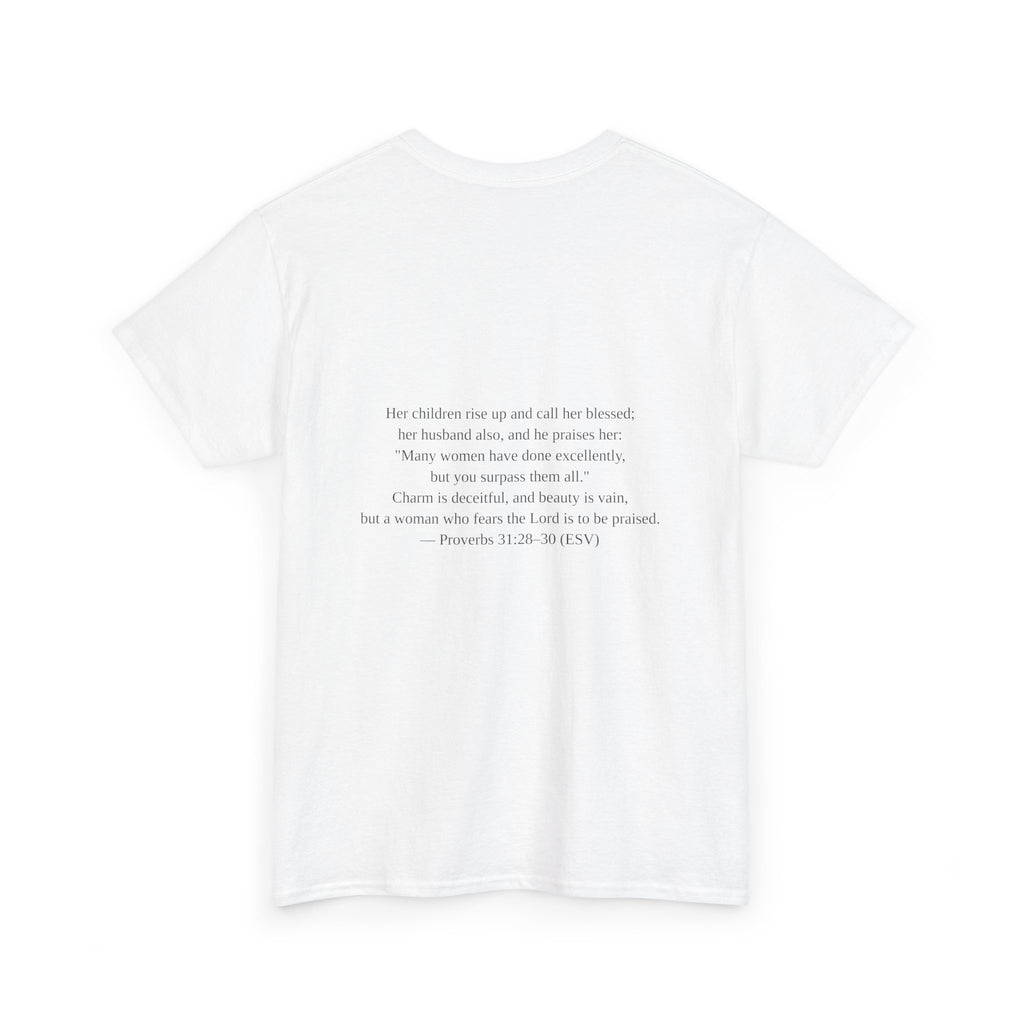 Proverbs 31 Mom Christian T-Shirt — Scripture Tee Mother's Day Gift (White)