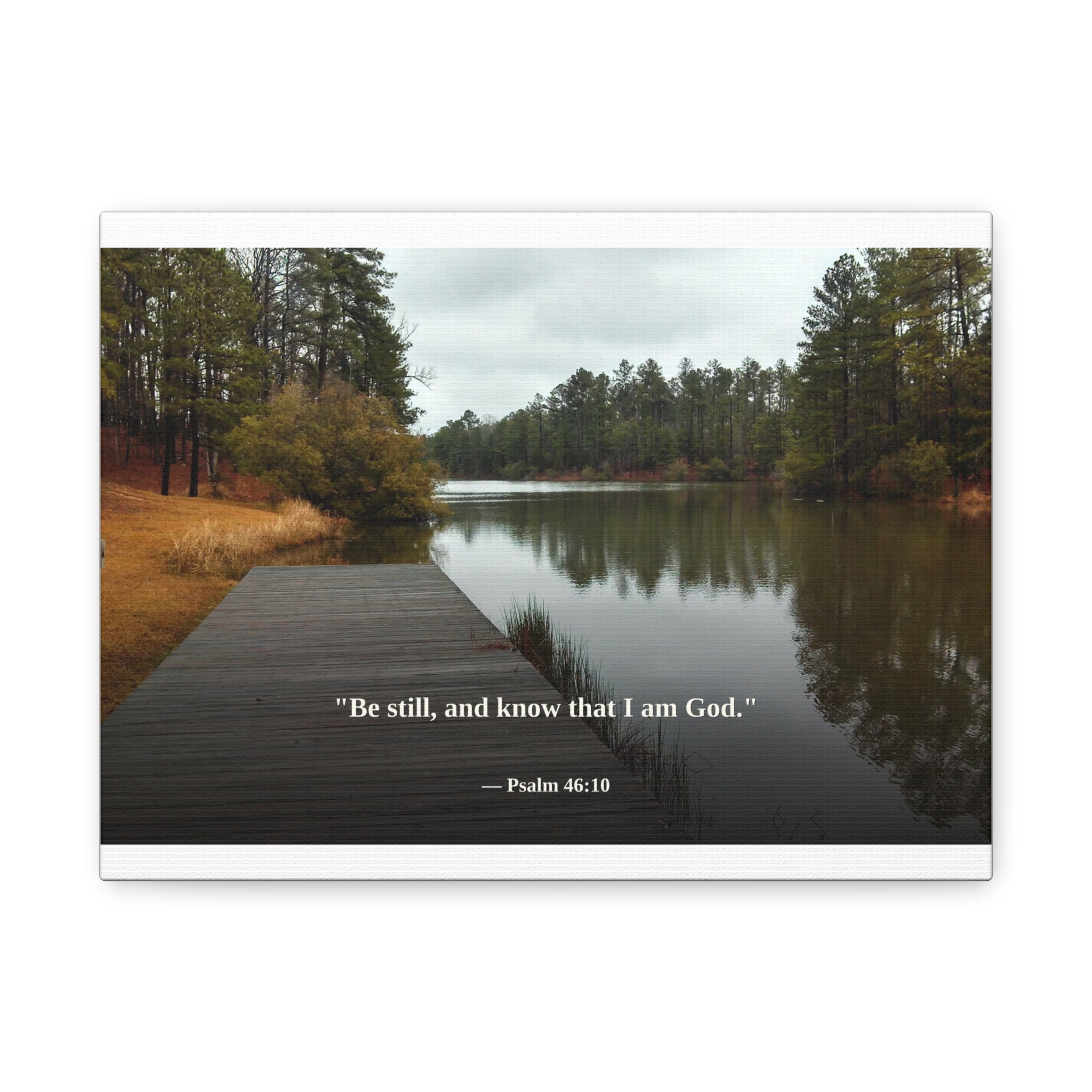 Be Still Canvas Print | Psalm 46:10 | Peaceful Dock | Christian Wall Art