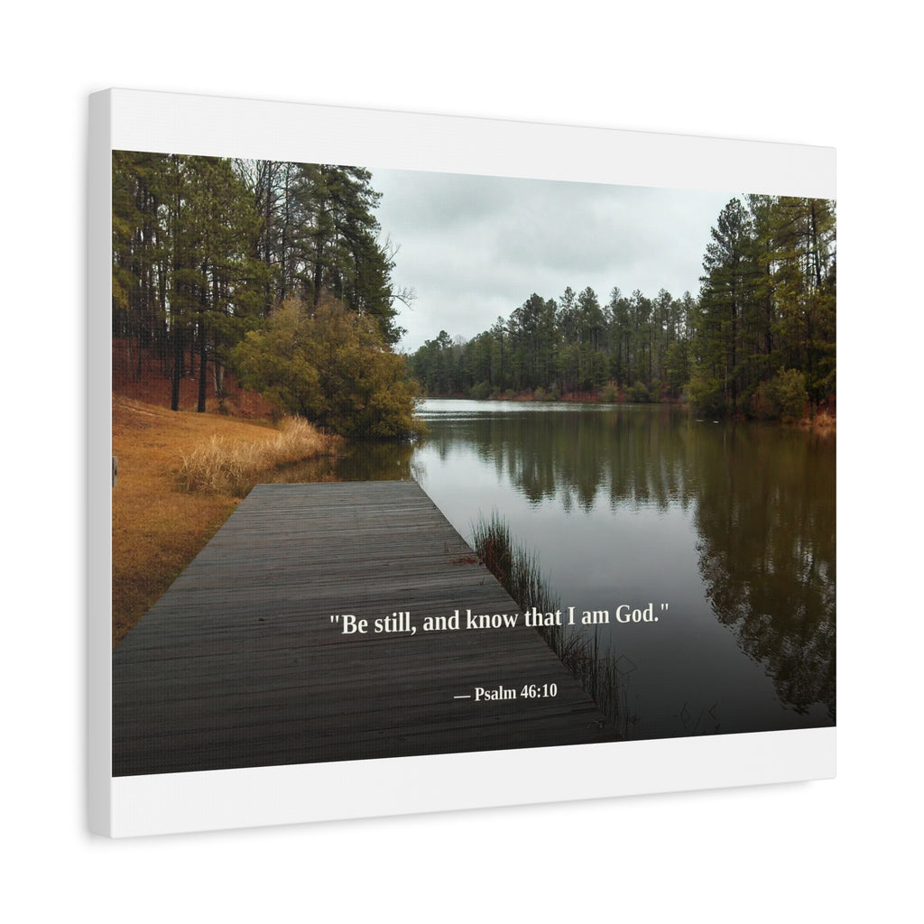 Be Still Canvas Print | Psalm 46:10 | Peaceful Dock | Christian Wall Art