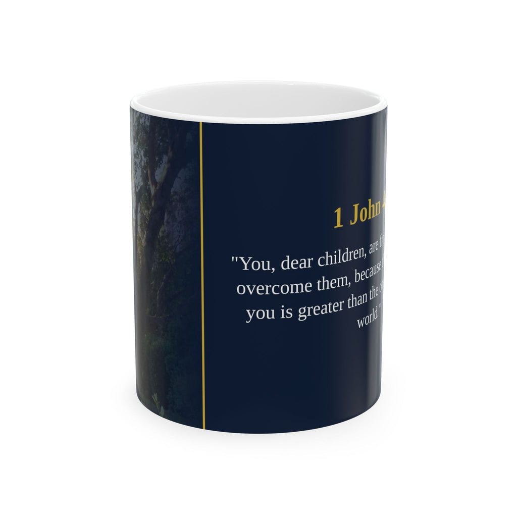 1 John 4:4 Christian Mug | Greater Is He | Scripture Coffee Mug | Overcoming Faith Gift
